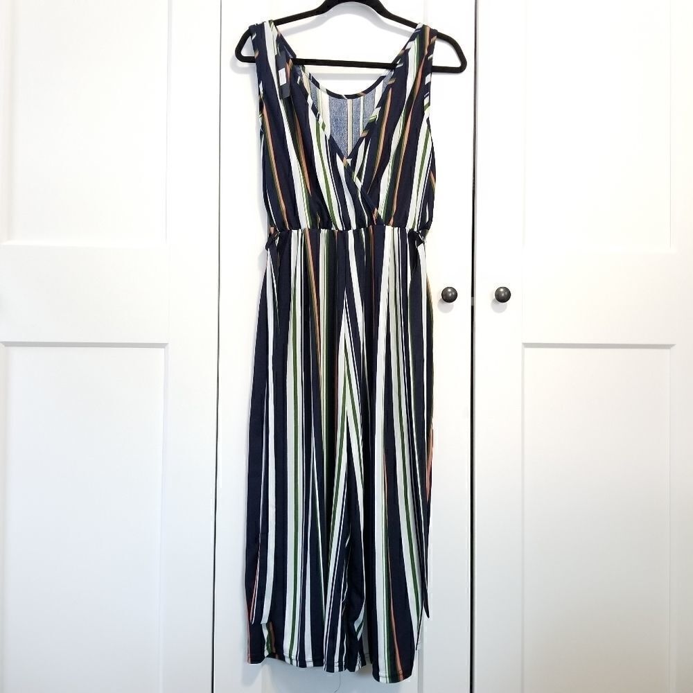 C-mode striped jumpsuit 